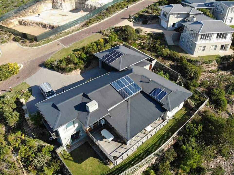 Home with Solar on Roof aerial