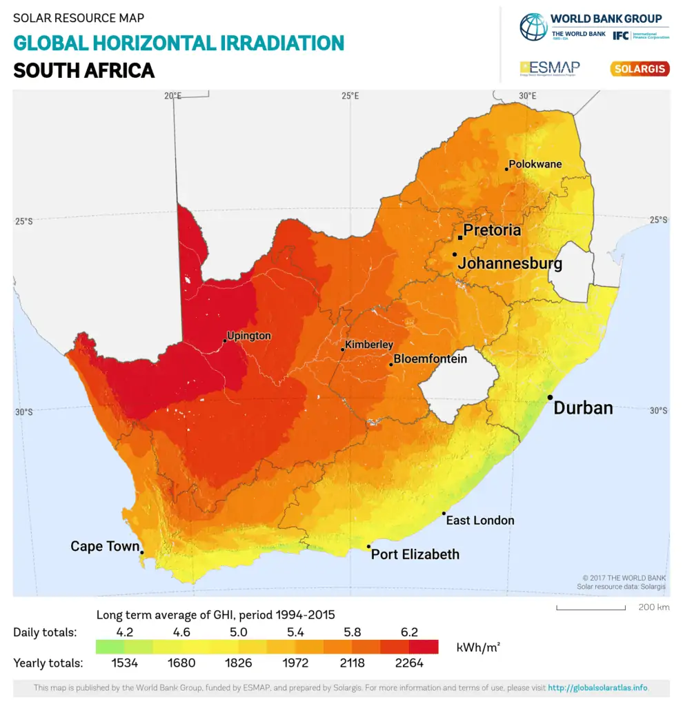 solar resource map - south africa