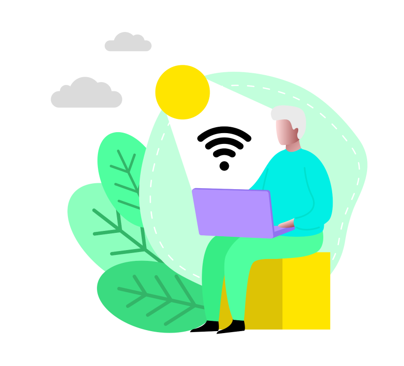 laptop using wifi illustration
